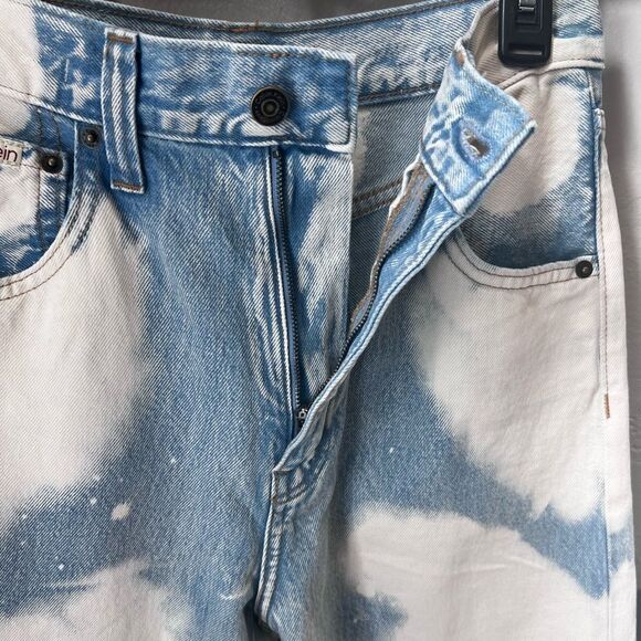 Calvin Klein Original Wide Leg jeans size W27 Blue White Cloud Pattern - Picture 8 of 15